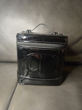 Black Patent Mini Top-Handle Vanity Bag